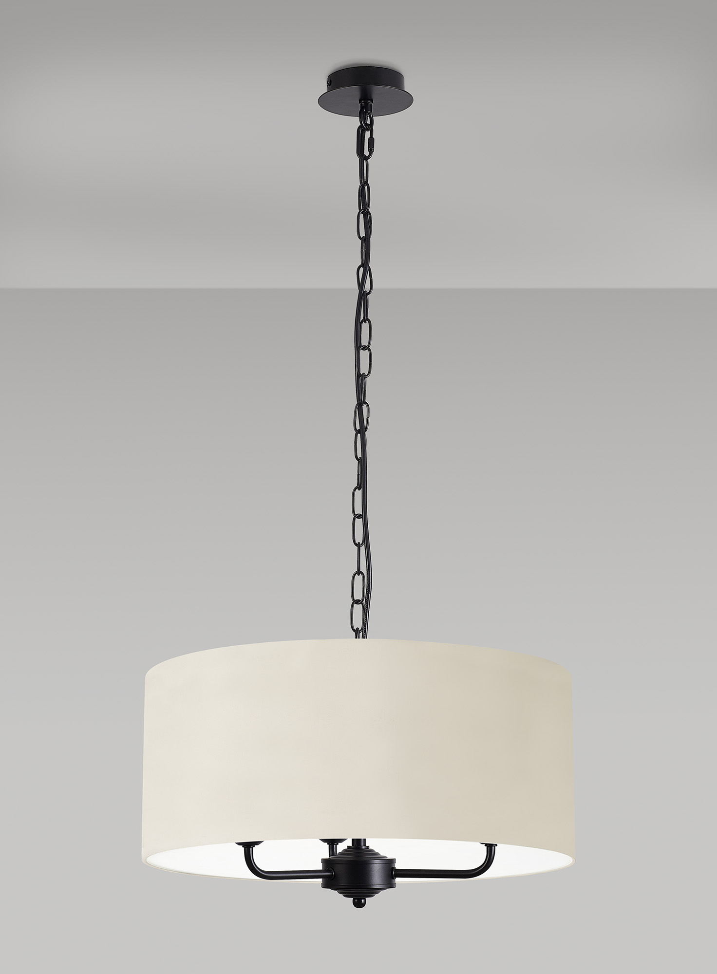 Banyan 50cm 3 Light Pendant Matt Black, Ivory Pearl/White DK1037  Deco Banyan